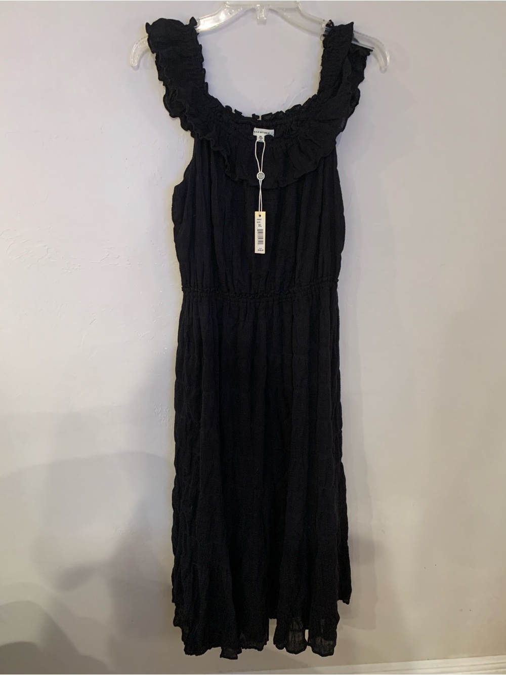 Max Studio Women's Black Ruffle Neck Maxi Dress XL NWT